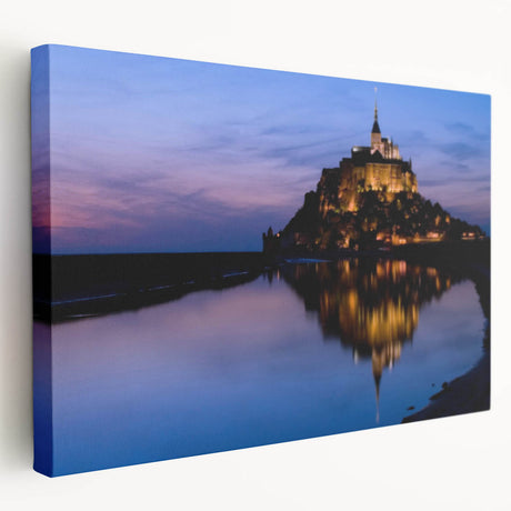Large stretched canvas featuring a scenic view of a French village, in soft pastel shades, suitable for kitchen wall art.