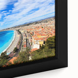 Extra large framed canvas of a detailed black wall art depicting Nice, France, with vibrant, textured colors.