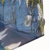 Acrylic print of large abstract wall art depicting the Normandy scenery in mid-century modernist style.