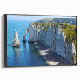 Black and white framed canvas of Normandy landscape, ideal for bedroom wall art.