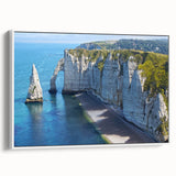 Vintage poster art of Normandy, France on framed canvas, featuring colorful art in extra large size.