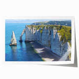 Rolled print of a Normandy landscape with vibrant green fields and a distant farmhouse, ideal for art wall dining room.