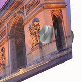 Acrylic glass print of a large abstract rendition of the Paris skyline in muted gray and blue tones.