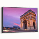 Black and white wall art of Paris landscape on framed canvas, featuring vintage poster art style, ideal for bedroom decor.