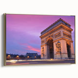 Framed canvas featuring a vintage-style Paris landscape in black and gold tones, ideal for bedroom wall art.