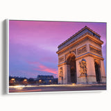 Vintage poster art of Paris with colorful accents on a large framed canvas, suited for living room decor.