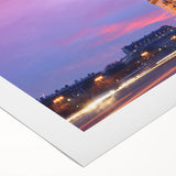 Art deco poster of Paris skyline in muted gray and blue tones on rolled canvas, suitable for dining room wall art.