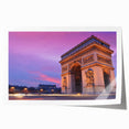 Parisian street scene in muted colors on rolled canvas, suitable as art wall dining room or classy bathroom wall art.