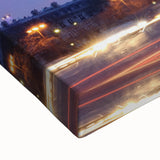 Black and white landscape art painting of Paris on stretched canvas, ideal for bedroom wall decor.