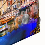 Large abstract wall art of Provence, France in pastel shades on acrylic glass, ideal for dining room ambiance.