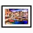 Extra large abstract art print of colorful Provencal landscape on textured canvas, ideal for living room decor.