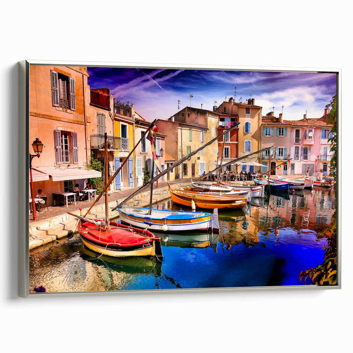Framed canvas landscape art paintings depicting the Provence region in vibrant colors, ideal for living room decor.