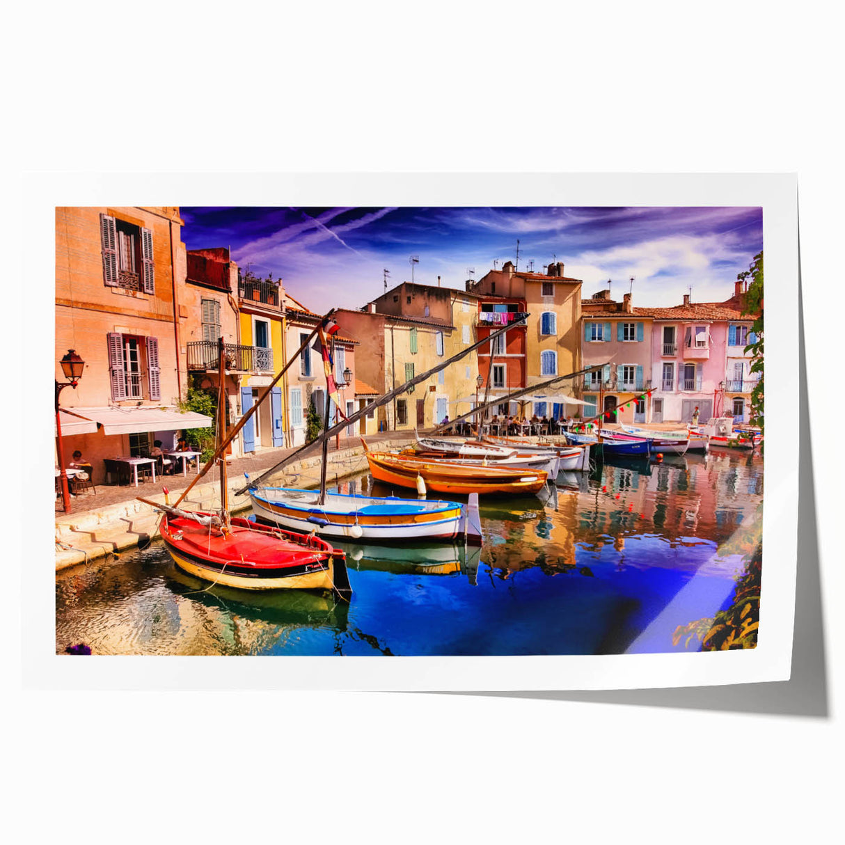 Rolled print of Provence scenery with vibrant lavender fields on canvas, ideal for art wall dining room decor.