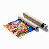 Extra large rolled print of Provence, France scenery with vibrant floral colors, ideal for classy bathroom wall art.