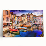 Black and white stretched canvas of Provence scenery, ideal for kitchen wall art.