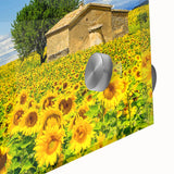 Large abstract wall art depicting a South France scenery in muted earth tones on acrylic glass.