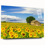 Large abstract depiction of a Southern France landscape on acrylic glass, suitable for bedroom or dining room decor.