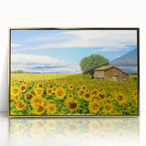 Art deco poster of a scenic South France landscape in pastel shades, framed acrylic, ideal for modern art wall decor.