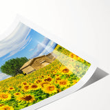 Extra large rolled print featuring line art flowers in muted earth tones, ideal for large living room wall decor.