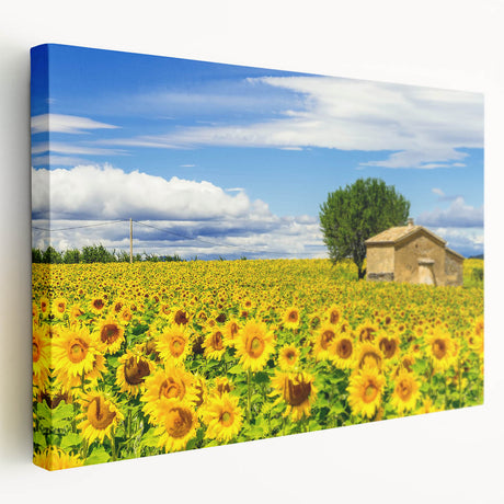 Print of Southern France landscape on stretched canvas, featuring muted earth tones, ideal for kitchen wall art.