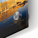 Large abstract wall art of Versailles landscape in muted colors on acrylic glass, ideal for dining room ambiance.