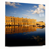 Acrylic print of the Versailles Palace gardens in muted green and blue tones, ideal for bedroom or dining room art.