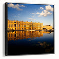 Black and white landscape art painting of Versailles on framed canvas, ideal for bedroom wall decor.