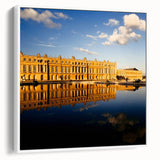 Vintage poster art of Versailles, featuring a colorful illustration on a large framed canvas, ideal for living room decor.