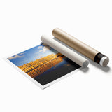 Extra large rolled print of Versailles gardens in muted green and pink tones, suitable for classy bathroom wall art.