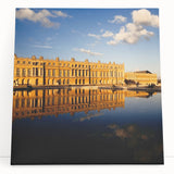 Black and white large art print of the Versailles Palace on stretched canvas, suitable for kitchen wall art.