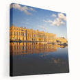 Side view of a stretched canvas depicting the Versailles Palace in subtle earth tones, suitable for kitchen wall art.