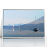 Mid-century modernist art of Bavarian landscape, muted earth tones on framed acrylic, suitable for nursery wall art.