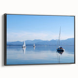 Black and white framed canvas of a Bavarian landscape, ideal for bedroom wall decor.
