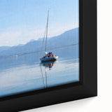 Extra large framed canvas of a textured Bavarian landscape in black with colorful accents, ideal for living room decor.
