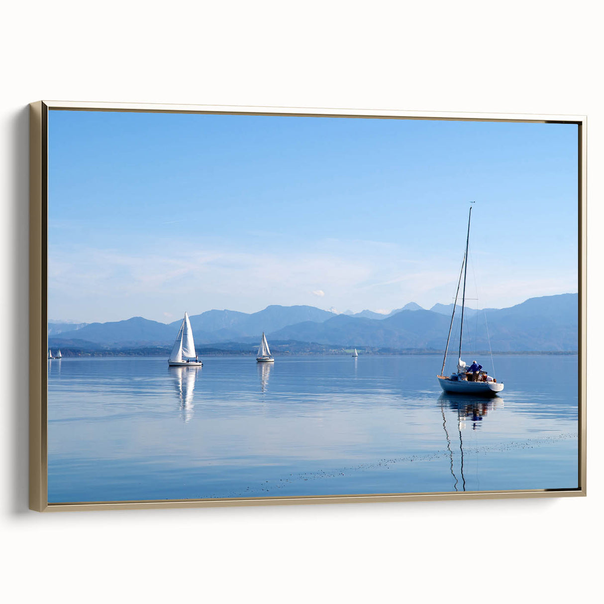 Framed canvas depicting a vintage-style Bavarian landscape in muted gold and black tones, ideal for bedroom wall art.
