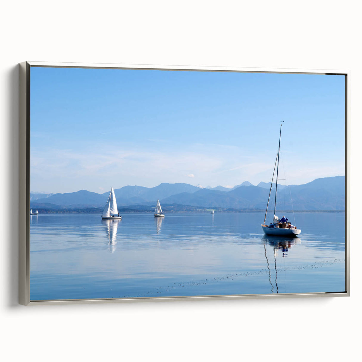 Landscape art painting of Bavaria on a framed canvas, featuring vintage poster style with colorful art and black edges.
