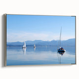 Landscape art painting of Bavaria on a framed canvas, featuring vintage poster style with colorful art and black edges.