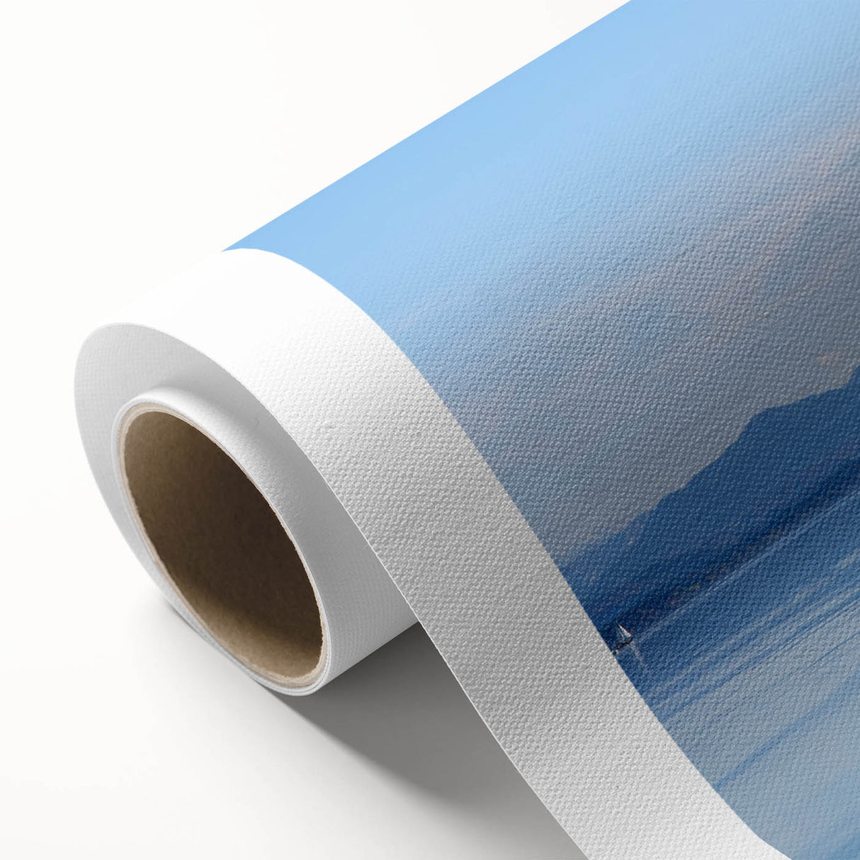 Art deco poster of Bavarian landscape in pastel shades on rolled canvas, ideal for nursery wall art.