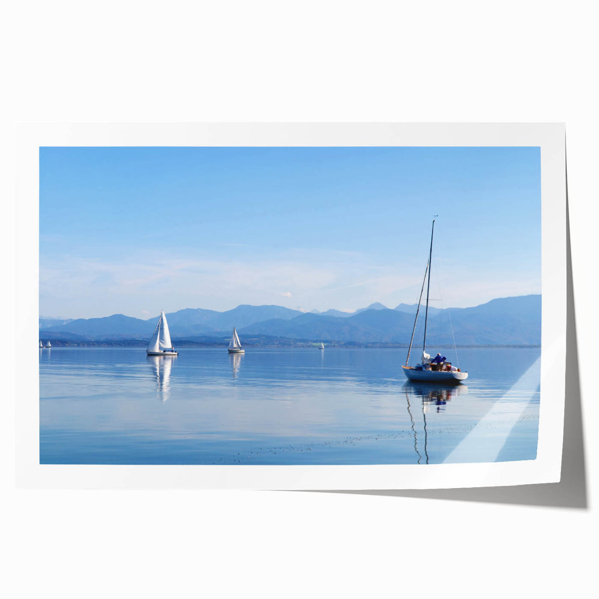 Rolled print of a Bavarian landscape with vibrant green and blue hues, ideal for art wall dining room.
