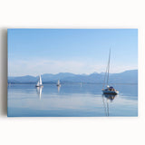Black and white photograph of Bavarian landscape on stretched canvas, ideal for kitchen wall art.