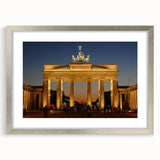 Extra large abstract art print of Berlin scenery in textured silver frame, ideal for living room decor.