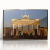 Large art print of Berlin skyline in muted gray tones on framed acrylic, suitable for modern art wall decor.