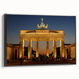 Black and white framed canvas of Berlin landscape, vintage poster art style, ideal for bedroom decor.