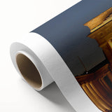 Art Deco poster of Berlin skyline in muted gray and blue tones on rolled canvas, ideal for nursery wall art.