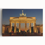 Black and white photo of Berlin skyline on stretched canvas, ideal for kitchen wall art.