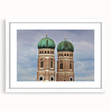 Textured abstract art print of Munich scenery in muted earth tones, framed with a white mat, ideal for bedroom art.