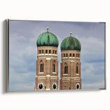 Framed canvas of a vintage Munich landscape painting in colorful hues, ideal for living room decor.