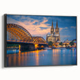 Black and white framed canvas of a vintage German landscape, ideal for bedroom wall art.