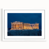 Textured art print of Athens scenery in abstract style, using muted earth tones on a framed white mat.
