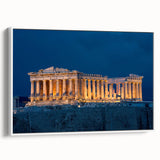 Vintage poster art of Athens with vibrant colors on a framed canvas, ideal for living room decor.